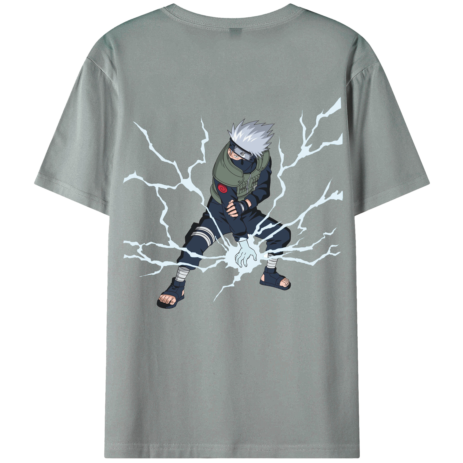（画像用） NARUTO -ナルト- はたけ カカシ Hatake Kakashi 綿100％ メンズ半袖Tシャツ（バックプリント） 通気性